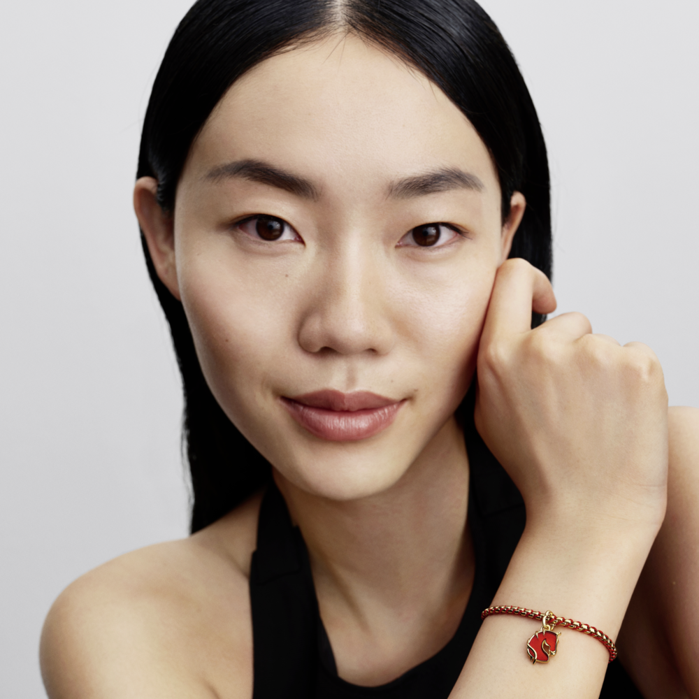 Horse 14k gold-plated dangle with red Murano glass and gold foil