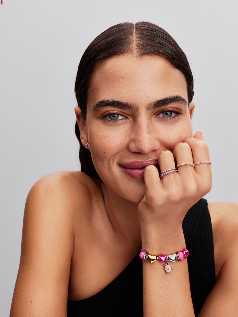 Moveable turtle sterling silver and 14k gold-plated dangle with 0.007 ct TW G-I VS+ round brilliant very good cut lab-grown diamond and pink