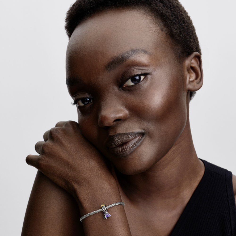 Disney Evil Queen sterling silver and 14k gold-plated charm with salsa red crystal, black, red and purple enamel