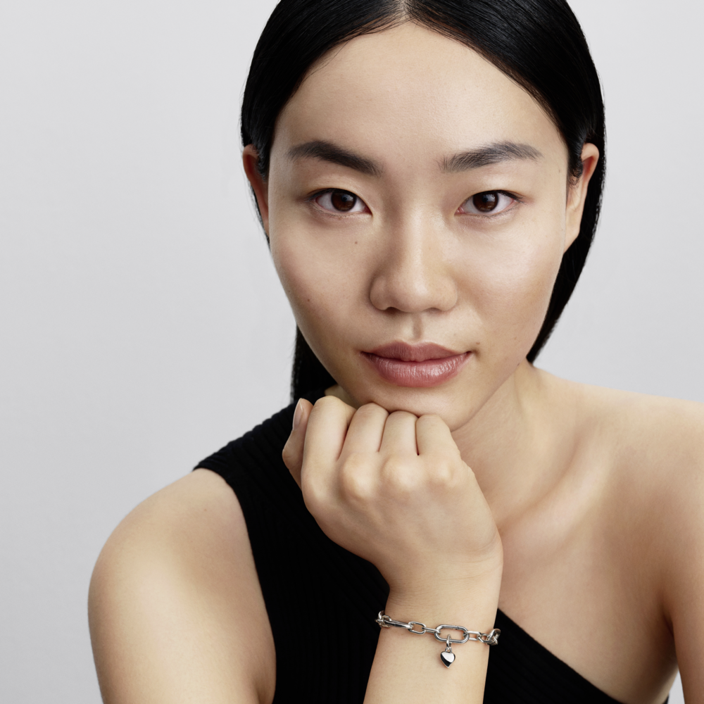 Asymmetric heart sterling silver mini dangle