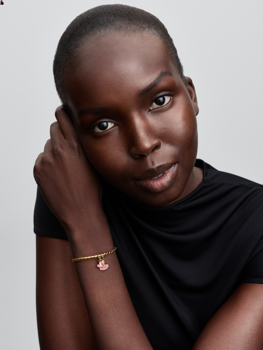 Mother and daughter 14k gold-plated splittable dangle with pink bioresin mother of pearl