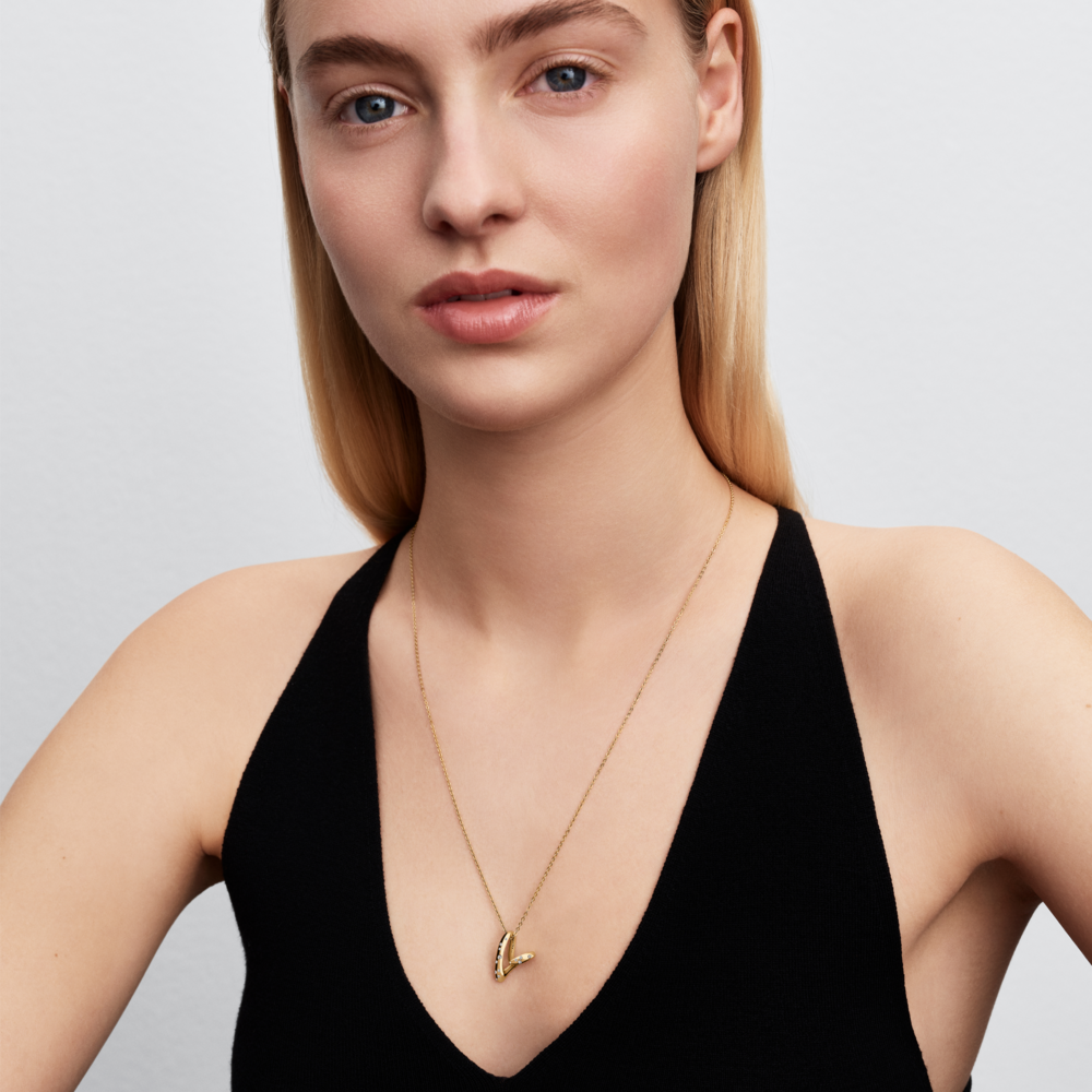 Heart 14k gold-plated pendant necklace with clear cubic zirconia