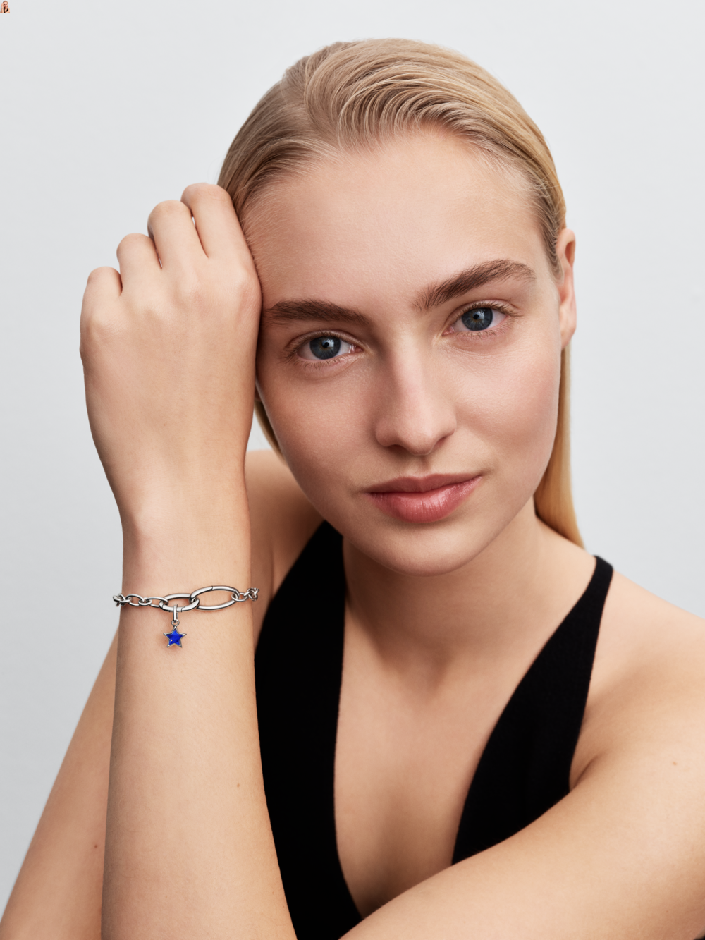 Star sterling silver mini dangle with imitation lapis lazuli