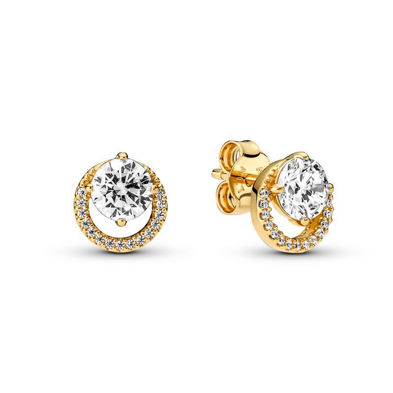 Sparkling Round Halo Stud Earrings