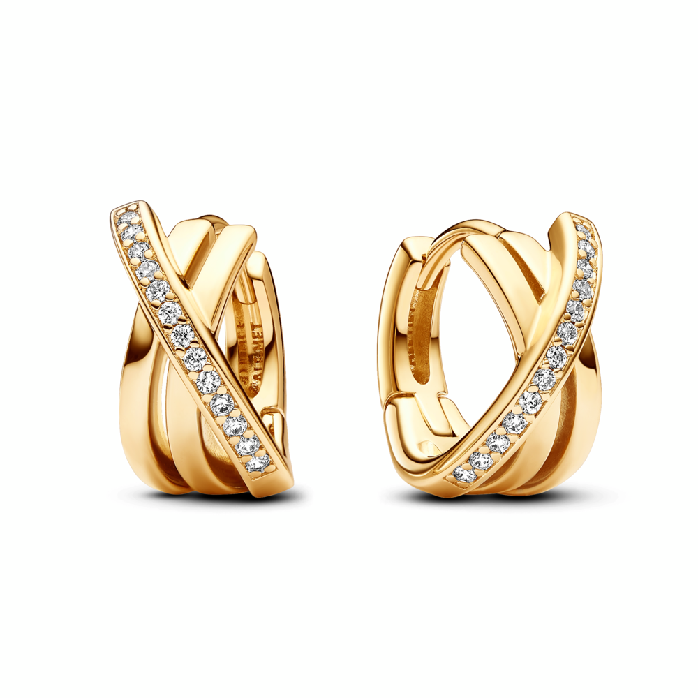 Pandora Signature Crossover Pavé Hoop Earrings