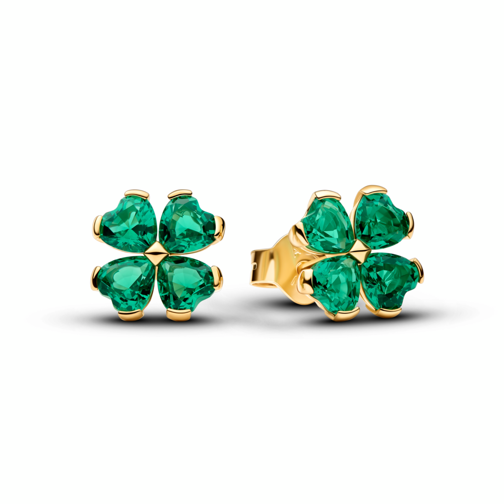 Green Lucky Clover Stud Earrings