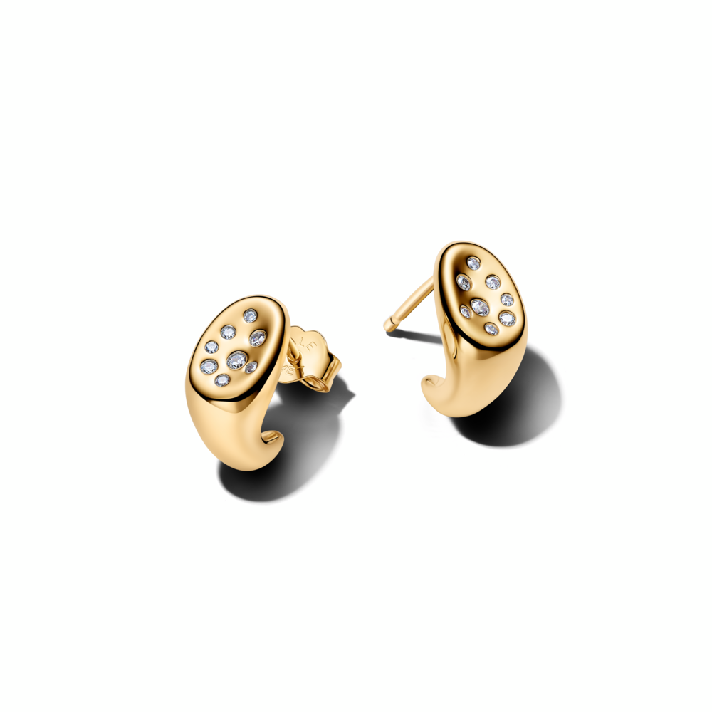 14k gold-plated stud earrings with clear cubic zirconia