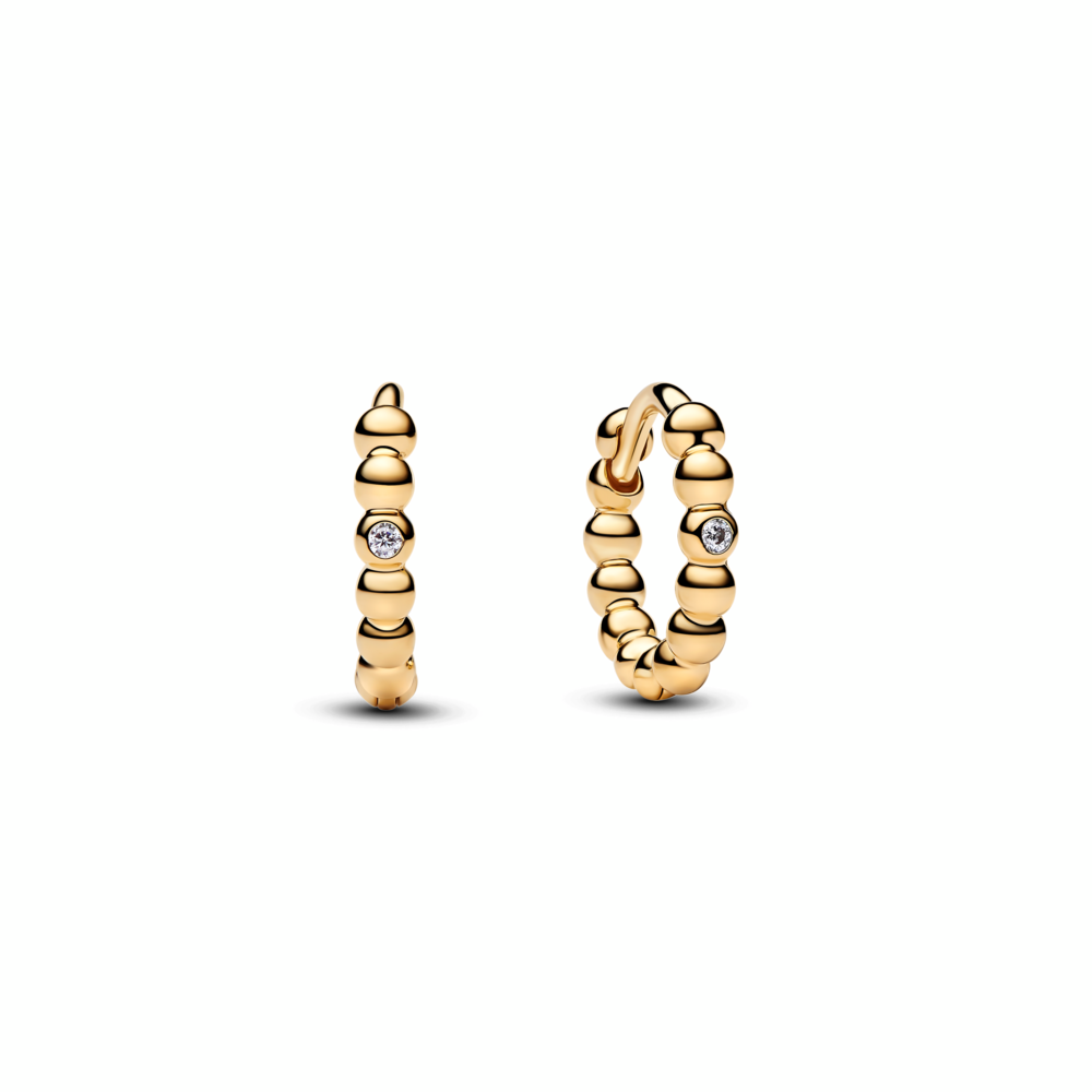 14k gold-plated huggie hoop earrings with clear cubic zirconia