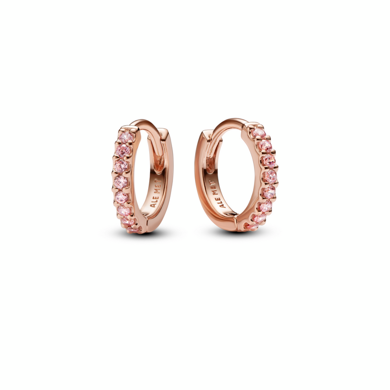 Sparkling Pink Huggie Hoop Earrings