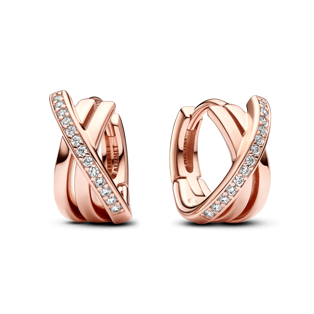 Pandora Signature Crossover Pavé Hoop Earrings