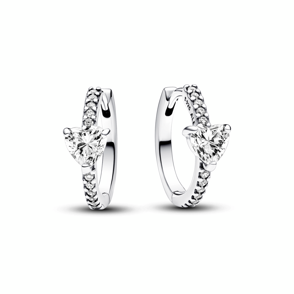 Sparkling Heart Hoop Earrings
