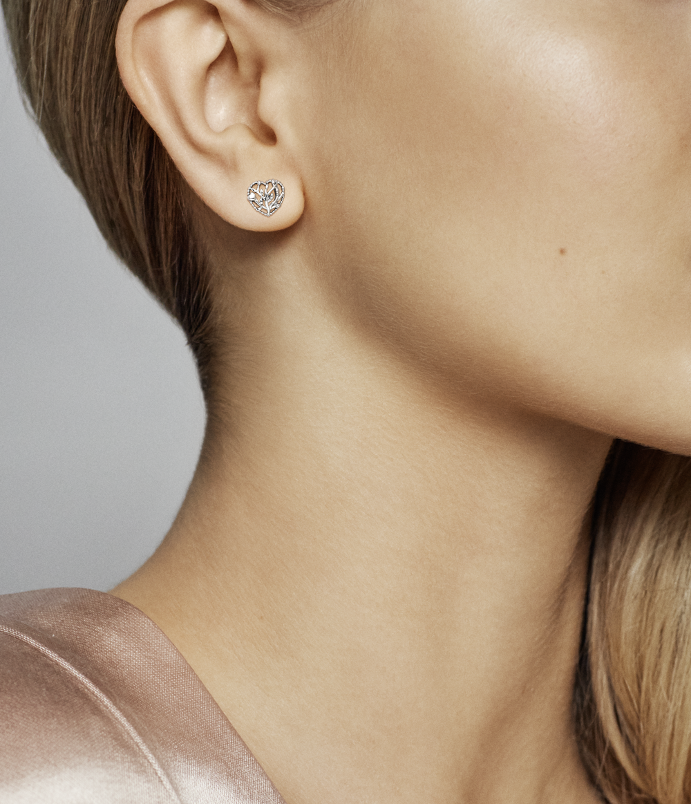 Tree of love silver stud earrings