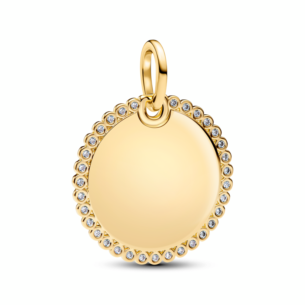 Engravable Round Tag Pendant
14k gold plating