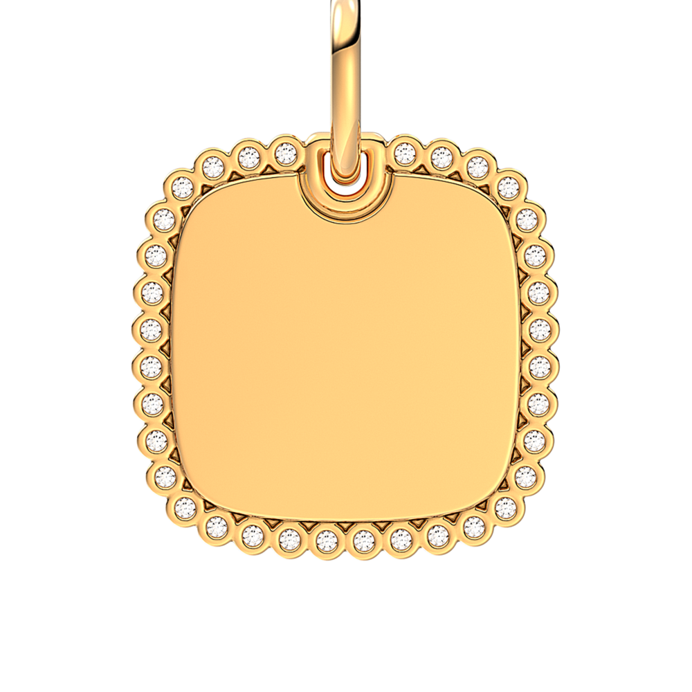 Engravable Square Tag Pendant
14k gold plating