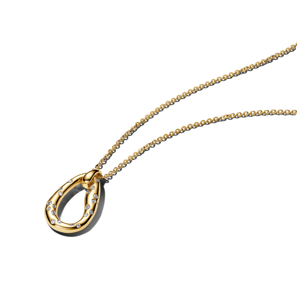 14k gold-plated collier with clear cubic zirconia