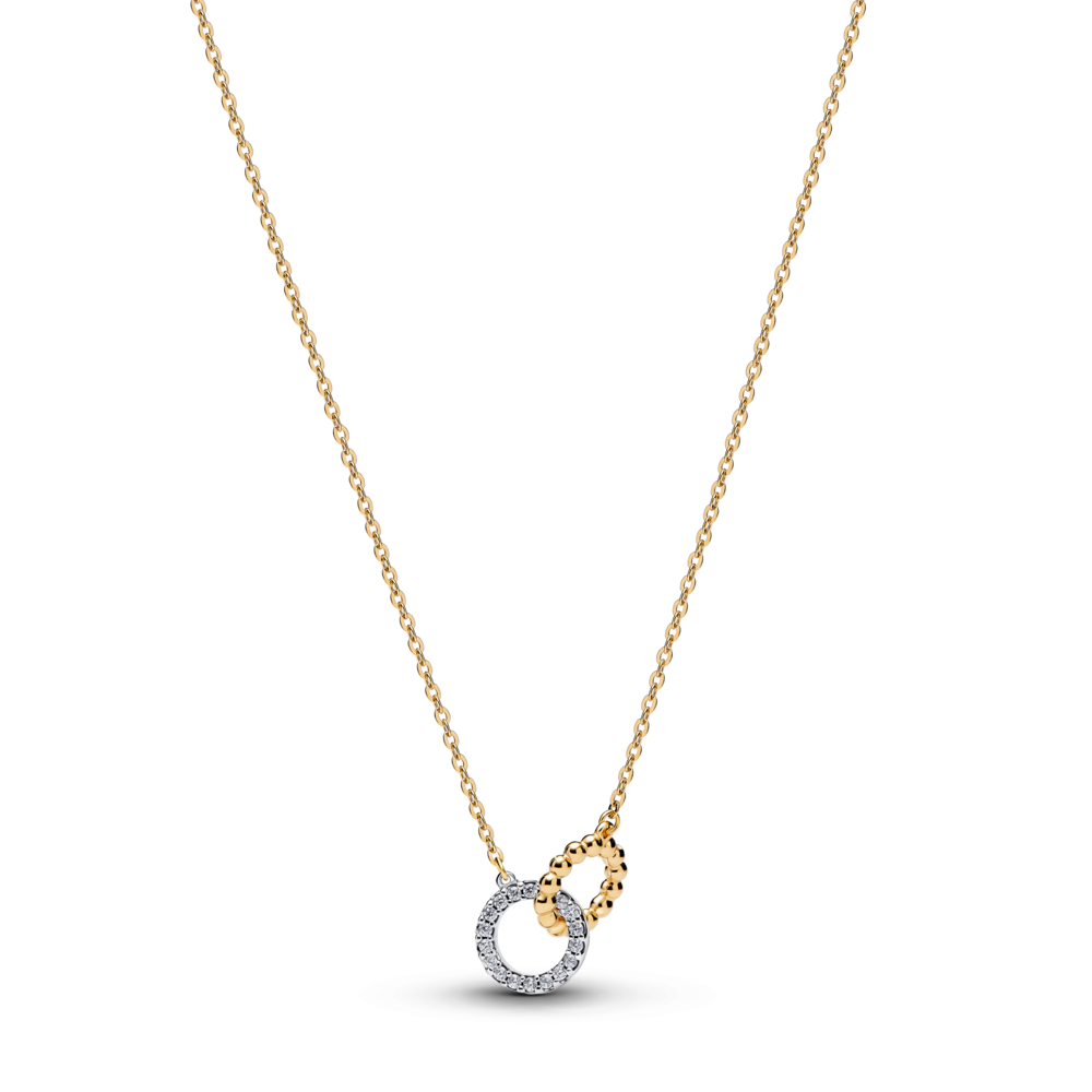 Sterling silver and 14k gold-plated pendant necklace with clear cubic zirconia