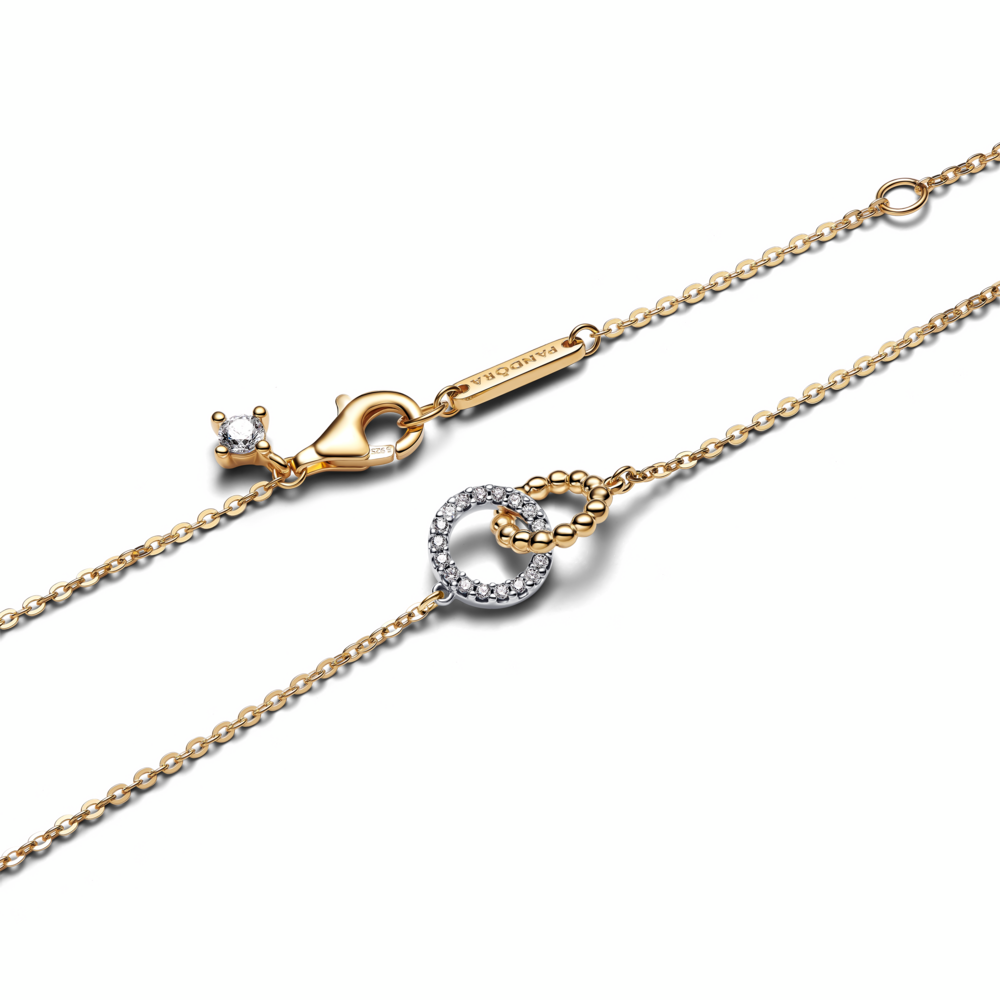 Sterling silver and 14k gold-plated pendant necklace with clear cubic zirconia
