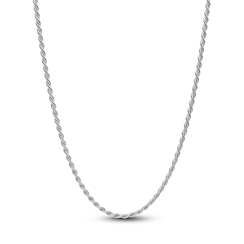 Sterling silver rope chain necklace with sliding clasp