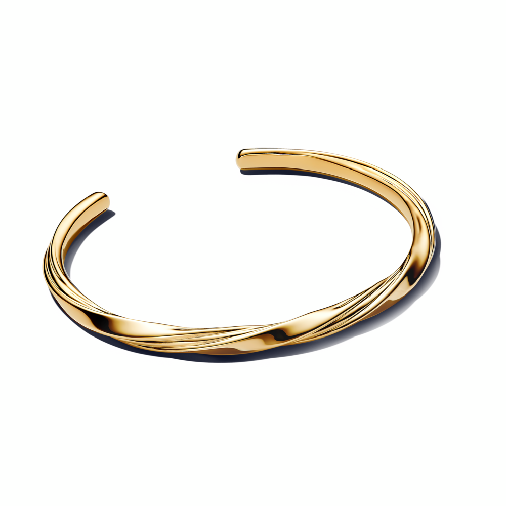 Twisted 14k gold-plated open bangle