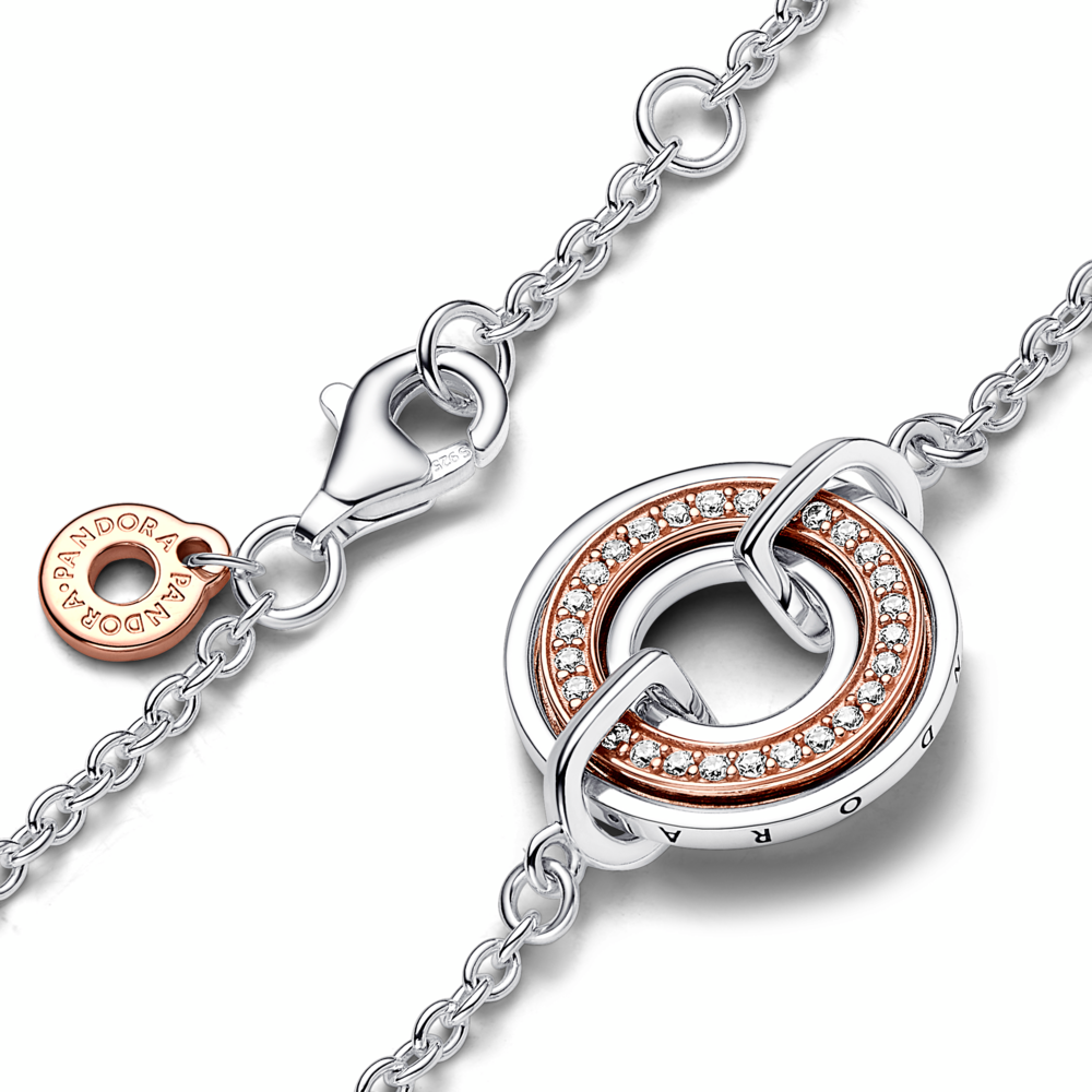 Pandora Signature Two Two-tone Logo & Pavé Chain Bracelet
