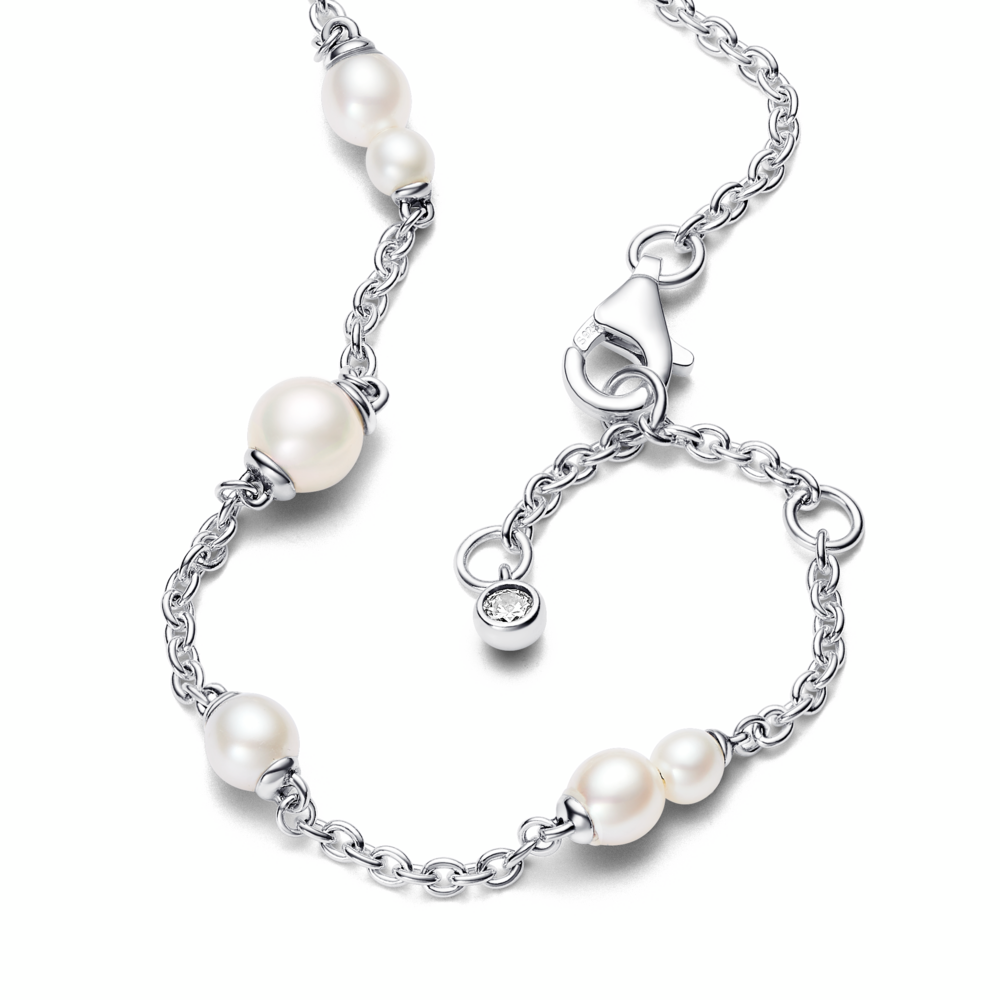 Treated Freshwater Cultured Pearl Station Chain Bracelet