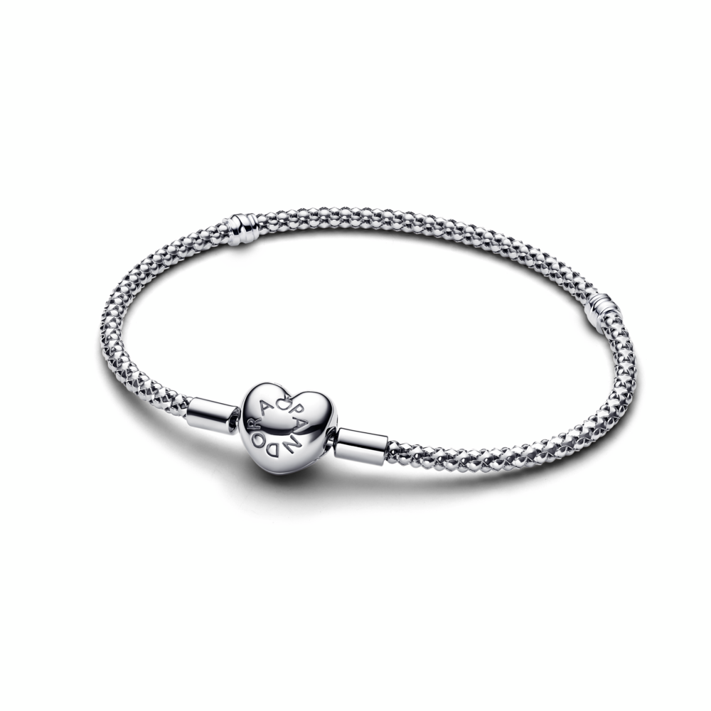 Sterling silver studded chain bracelet with heart clasp