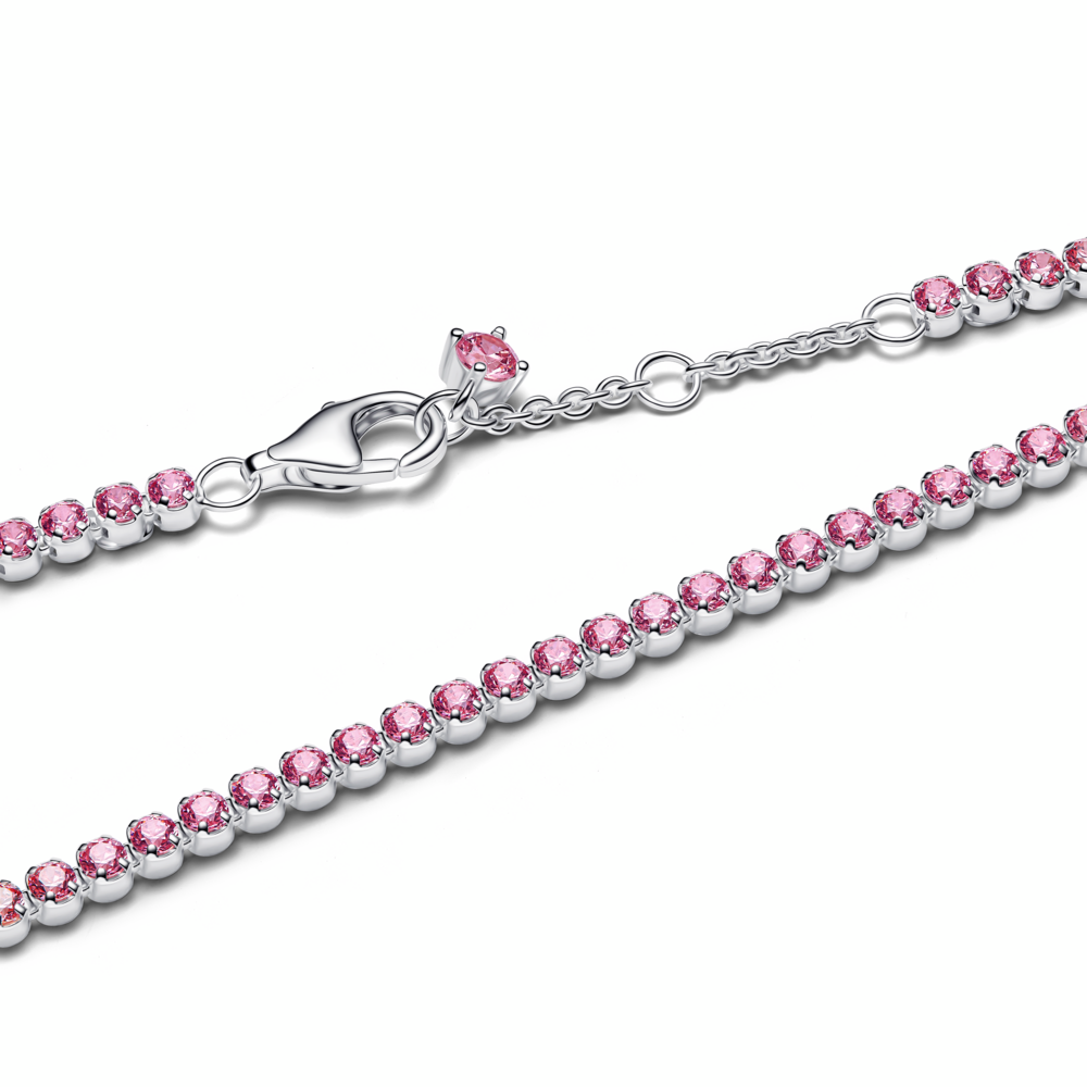 Sterling silver tennis bracelet with fancy pink cubic zirconia