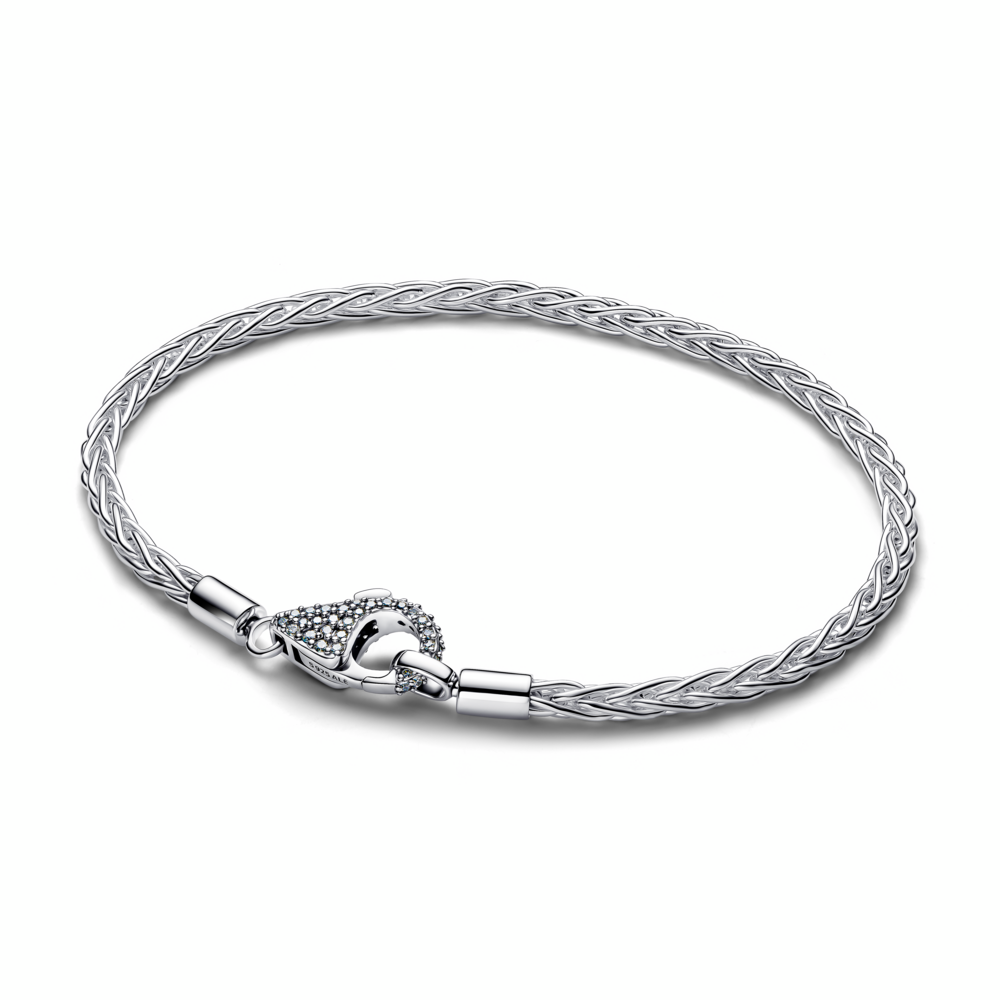 Pavé Clasp Foxtail Chain Charm Bracelet