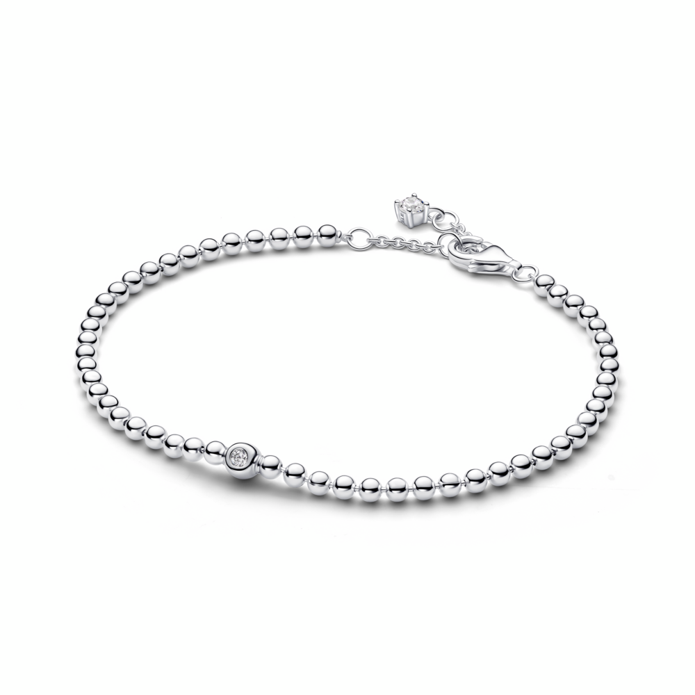 Sterling silver bracelet with clear cubic zirconia