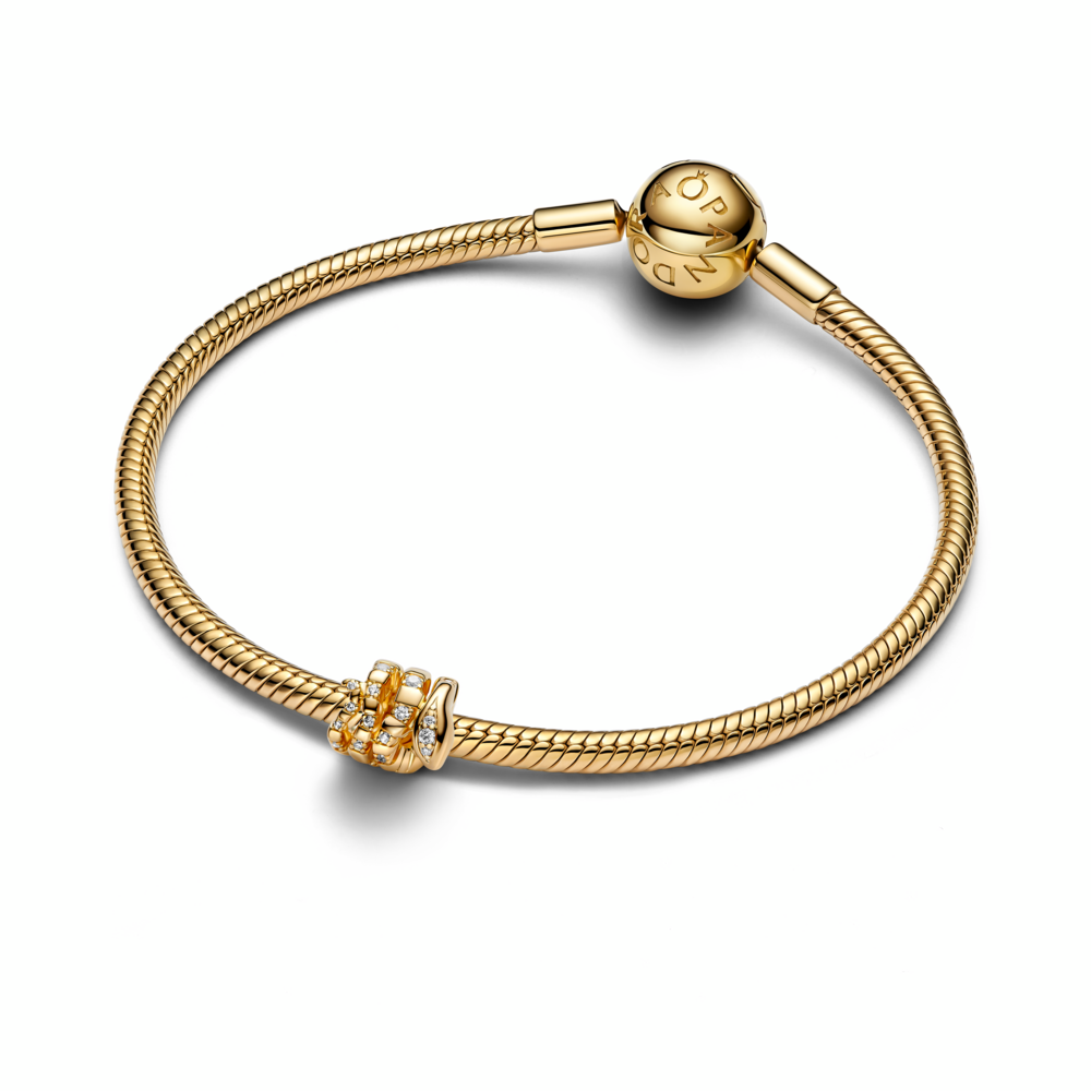Snake 14k gold-plated charm with clear cubic zirconia