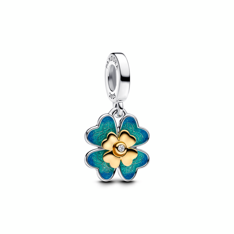 Spinnable Four Leaf Clover Lab-Grown Diamond Dangle Charm