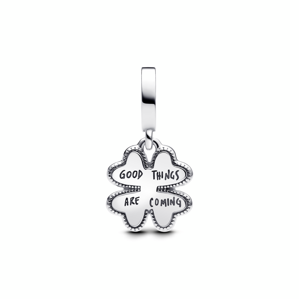 Spinnable Four Leaf Clover Lab-Grown Diamond Dangle Charm