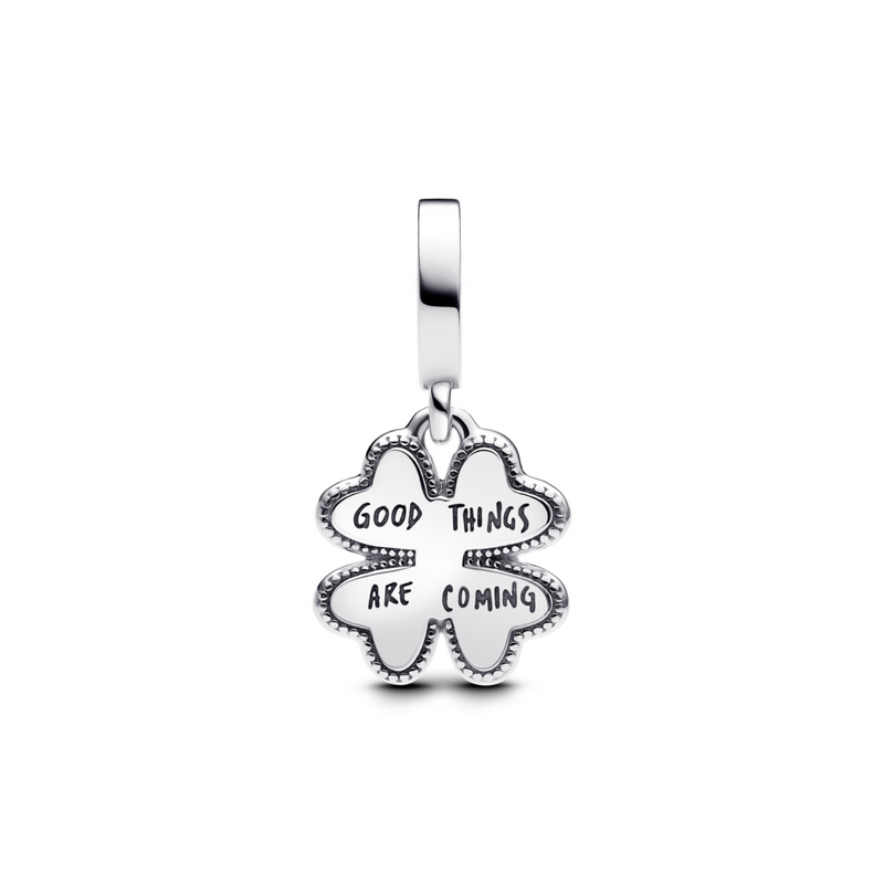 Spinnable Four Leaf Clover Lab-Grown Diamond Dangle Charm