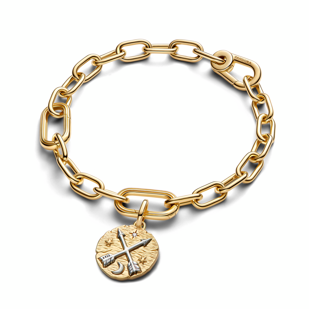 Crossing Arrows Medallion Charm
Sterling silver, 14k gold plating