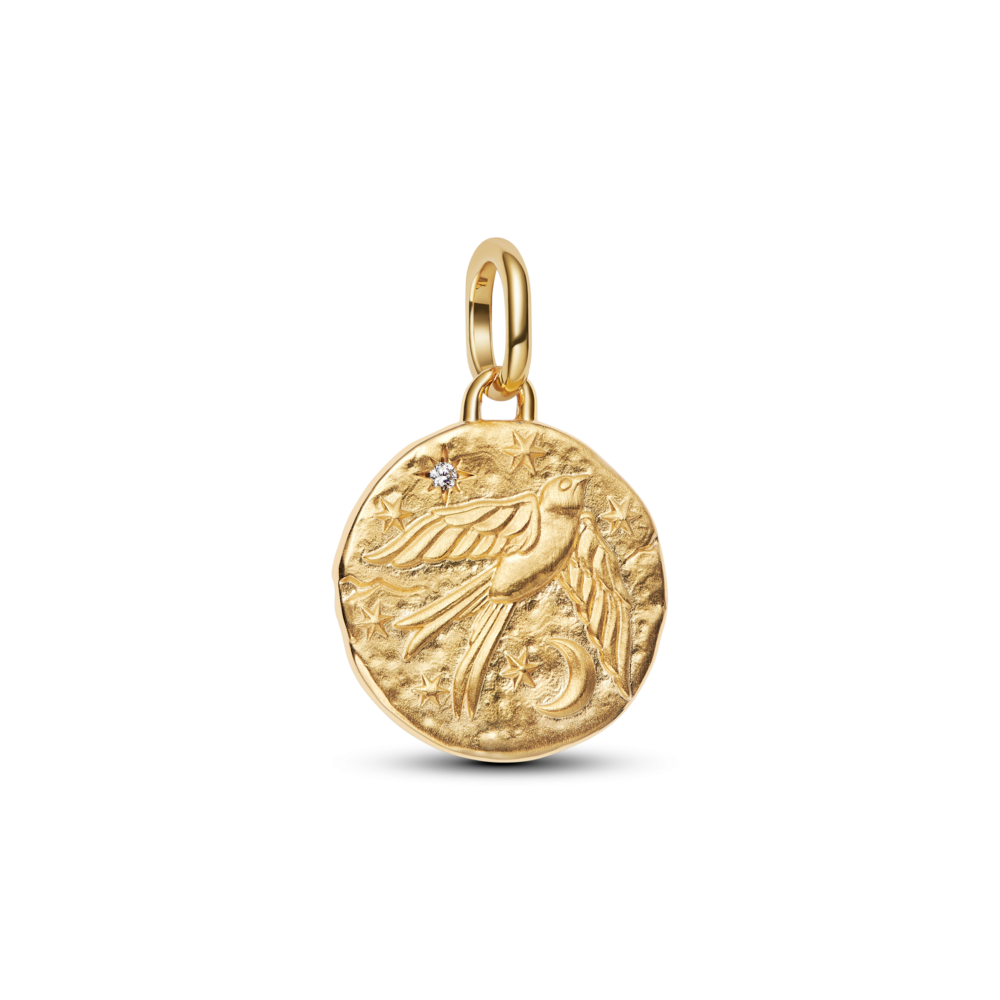 Swallow Medallion Charm
14k gold plating