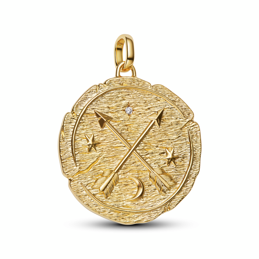 Crossing Arrows Oversized Medallion Charm
14k gold plating