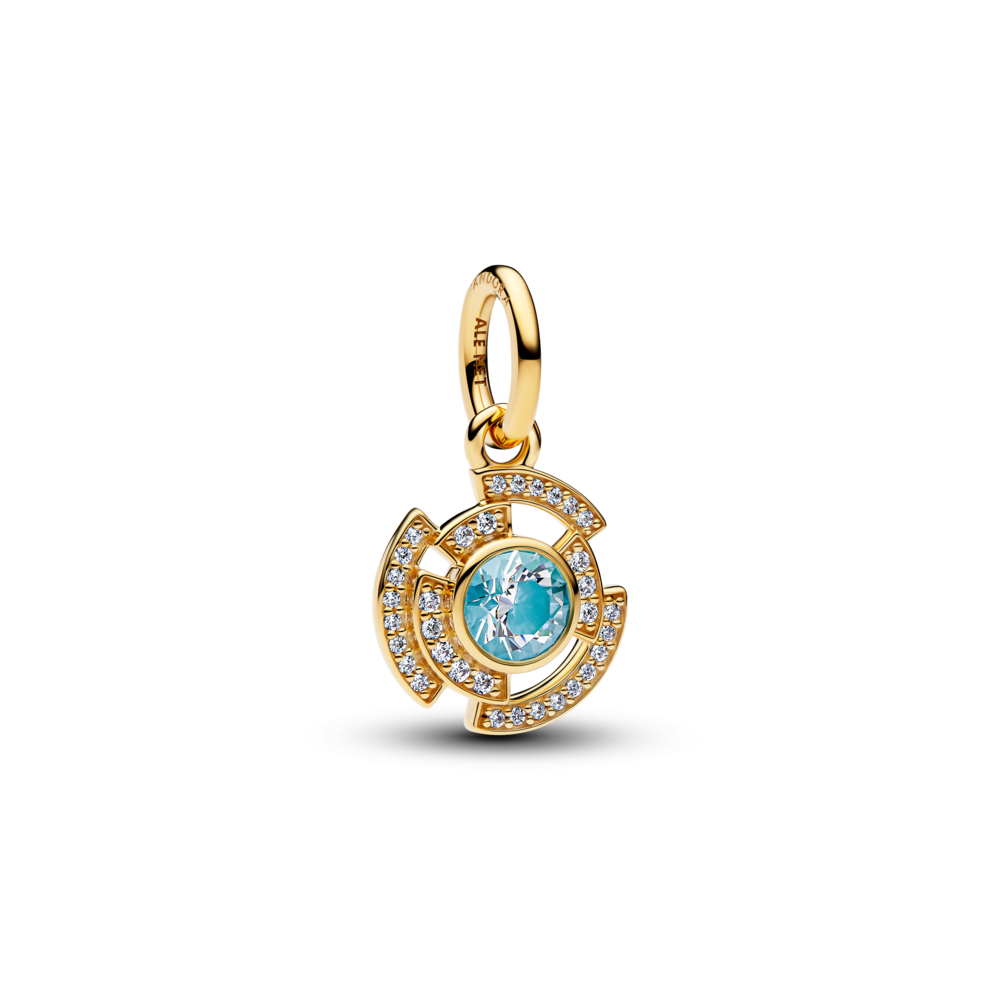 Marvel Iron Man 14k gold-plated dangle with clear cubic zirconia and glow in the dark enamel