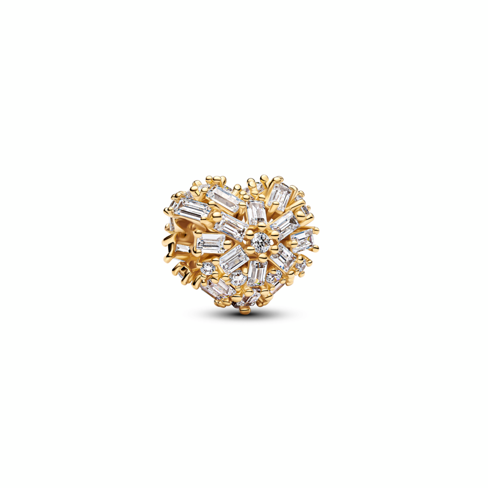 Heart 14k gold-plated charm with clear cubic zirconia