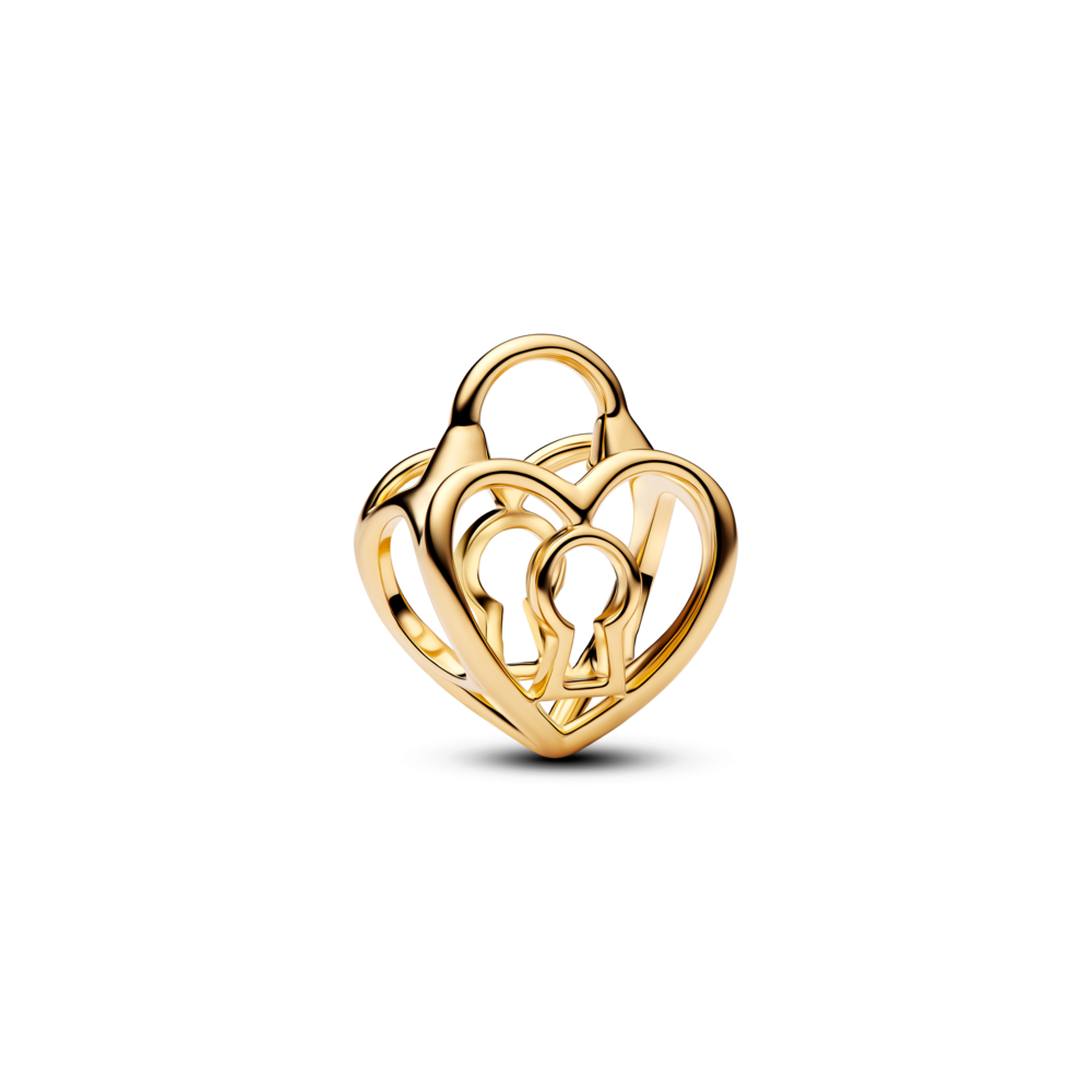 Heart padlock 14k gold-plated charm