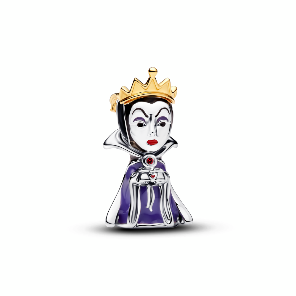 Disney Evil Queen sterling silver and 14k gold-plated charm with salsa red crystal, black, red and purple enamel