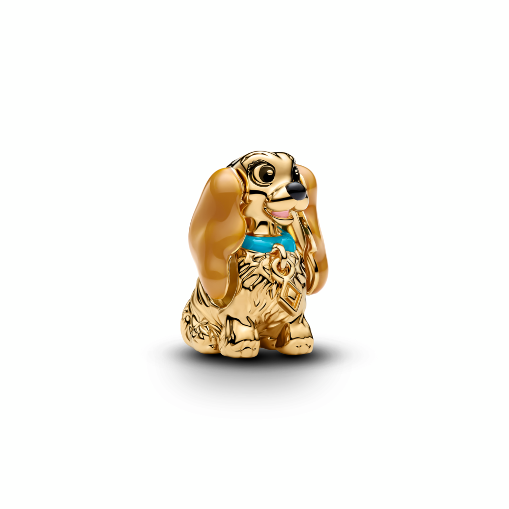 Disney Lady 14k gold-plated charm black, pink, brown and blue enamel