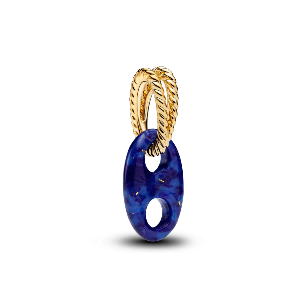 Marine rope 14k gold-plated dangle with imitation lapis lazuli