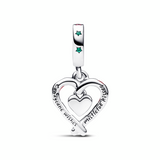 Double Candy Cane Heart Christmas Dangle Charm