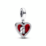 Red Heart & Keyhole Double Dangle Charm