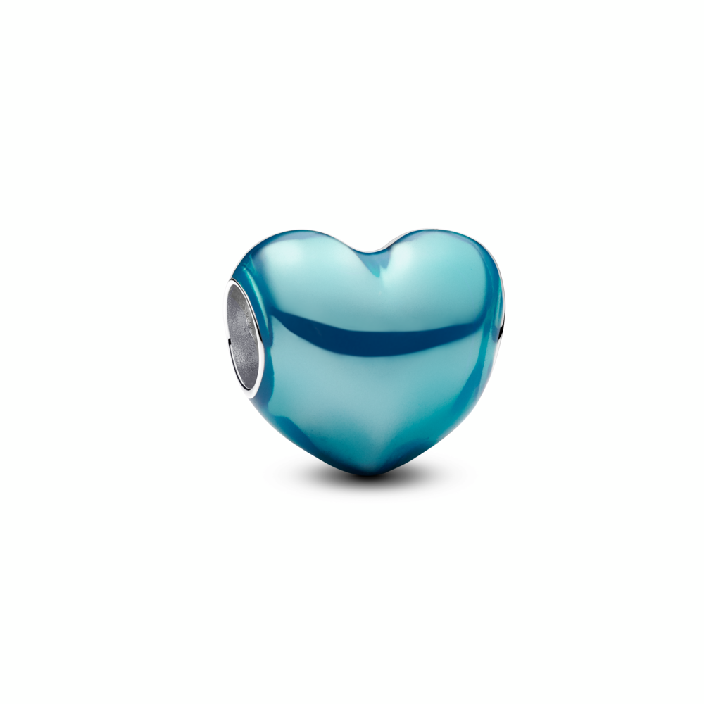 Metallic light blue Heart Charm