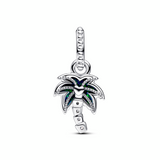 Opalescent Green Palm Tree Dangle Charm