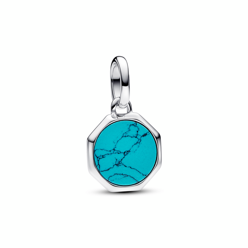 Turquoise-coloured Engravable Mini Medallion Charm