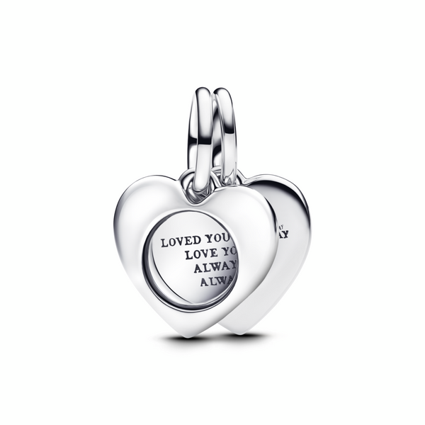 Engravable Heart Magnifying Glass Double Dangle Charm