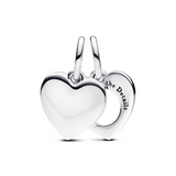 Engravable Heart Magnifying Glass Double Dangle Charm