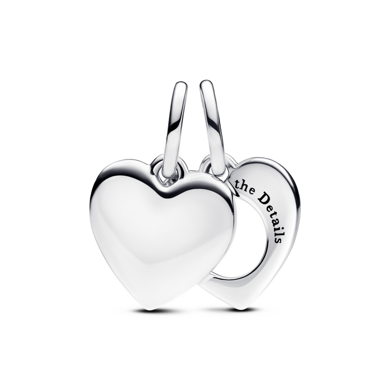 Engravable Heart Magnifying Glass Double Dangle Charm